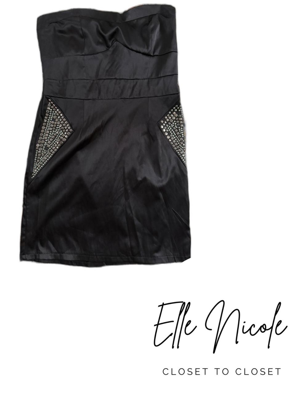 Black Strapless Embellished Cocktail Skirt
